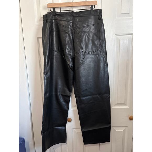 AGOLDE Black Recycled Leather Broken Waistband NWOT Pants Size 30 - Picture 4 of 8